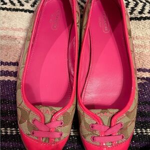 Coach Danni Women's Pink and Tan Flats size 7.